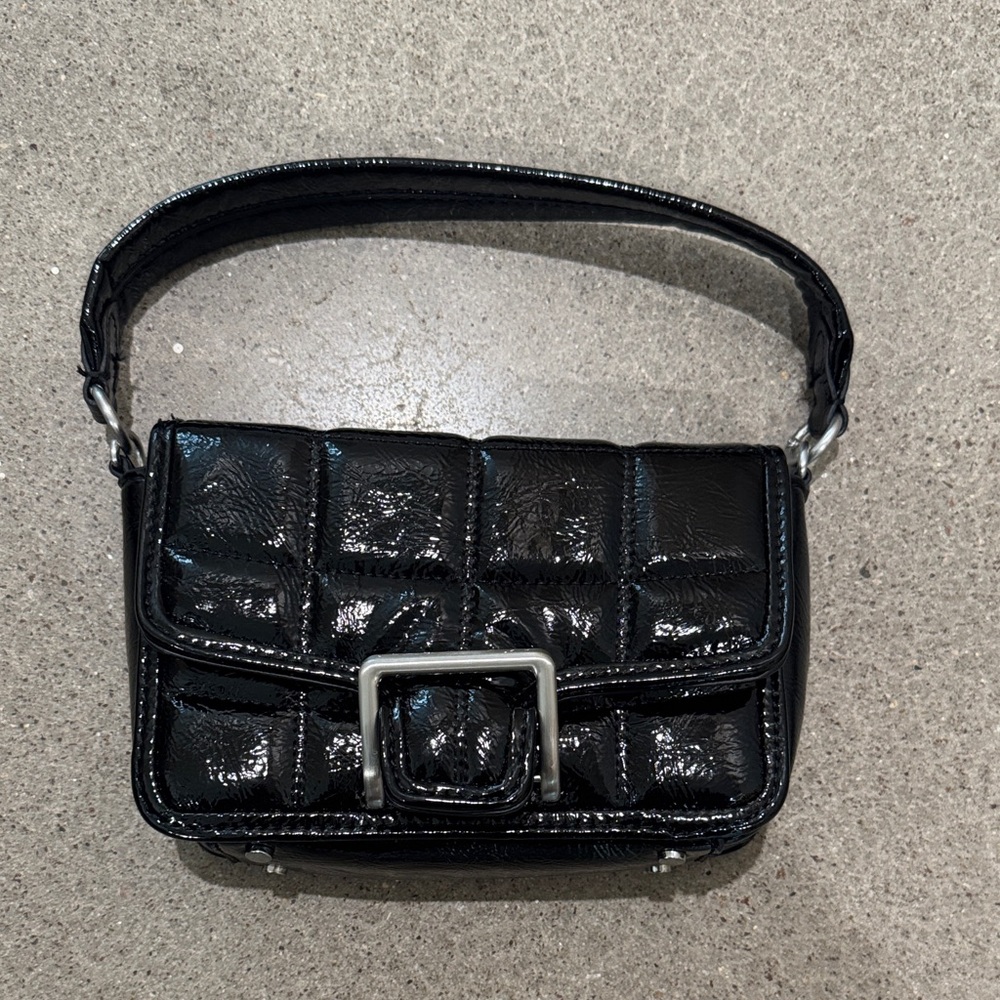Zara Black Patent Shoulder Bag